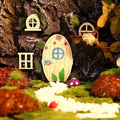 Ornements de figurines de porte de fée en bois&nbsp;WG60624-01