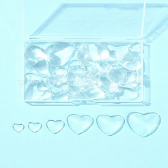 48 Stück 6 Stile transparente Herz-Glas-Cabochons&nbsp;GGLA-FS0001-07