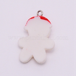 Pendentifs en résine opaque avec accessoires en fer de couleur platine&nbsp;RESI-WH0014-02