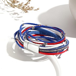 Armband aus rot-blau-weißem Kunstleder im Stil des Unabhängigkeitstags mit USA-Flagge&nbsp;PW-WG9B8F1-01