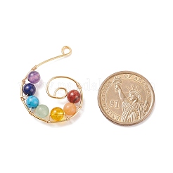 Chakra pendentifs en fil de cuivre de pierres naturelles mélangées&nbsp;PALLOY-JF01552