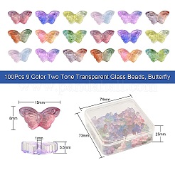 100 pz 9 perle di vetro trasparente bicolore&nbsp;GLAA-CJ0001-68