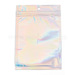 Bolsas rectangulares de plástico con cierre de cremallera y efecto holográfico brillante&nbsp;OPP-YWC0001-11X16