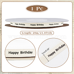20 m Baumwollbänder mit „Happy Birthday“-Aufdruck&nbsp;SRIB-WH0001-03