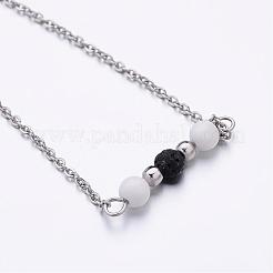 Colliers avec pendentif en perles de lave naturelles&nbsp;NJEW-JN01653-01
