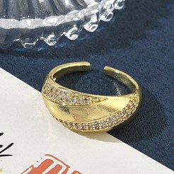 Messing Micro Pave Zirkonia Manschette offene Ringe&nbsp;RJEW-C163-01G