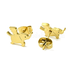 Lindos aretes de botón de acero inoxidable 304 con temática de animalitos&nbsp;EJEW-B041-03C-G