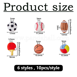 60 Stück 6 Stile Sport undurchsichtige Harz-Cabochons&nbsp;CRES-DC0001-10