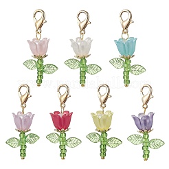 Decorazioni pendenti con perle di imitazione in acrilico e plastica e perline di semi giapponesi&nbsp;HJEW-JM03232-02