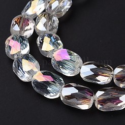 Fili di perle di vetro trasparente galvanizzato sfaccettato&nbsp;GLAA-G092-B04