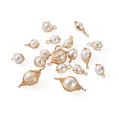 24 Stück 6 Stil ABS-Kunststoff Imitation Perle Draht umwickelt Anhänger&nbsp;KK-SW0001-07