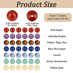 350 pz 7 stili di ametista naturale e lapislazzuli e diaspro blu e avventurina verde e occhio di tigre giallo e giada gialla e perle di chakra di diaspro rosso&nbsp;G-PA0001-93A