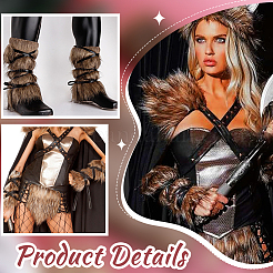 1 par de fundas para botas de poliéster con imitación de pelo de zorro&nbsp;AJEW-WR0003-08A
