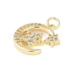 Ciondoli in ottone con placcatura a cremagliera con micro pavé di zirconi chiari&nbsp;KK-Z060-19G