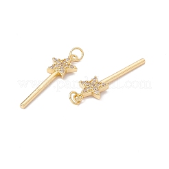 Placage de crémaillère en laiton micro pavé pendentifs en zircone cubique claire&nbsp;X-ZIRC-C040-36G