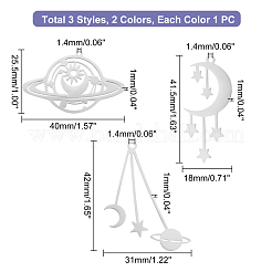 6 pièce 6 styles 201 pendentifs en acier inoxydable&nbsp;STAS-UN0034-03