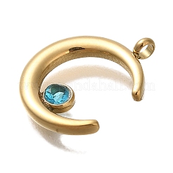 Colgantes de rhinestone color aguamarina de acero inoxidable 304 con revestimiento iónico (IP)&nbsp;STAS-P371-054G