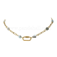 Collane con catena di perline e pepite di larimar naturale&nbsp;NJEW-JN06508-03