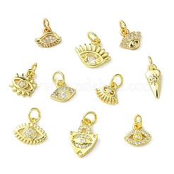 10 pendentif en laiton micro pavé de zircone cubique à thème oculaire&nbsp;KK-CJ0002-51