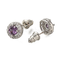 Boucles d'oreilles en laiton plaqué micro pavé de zircone cubique&nbsp;EJEW-I304-19P-05