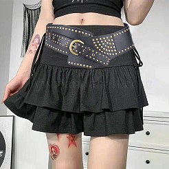 Retro-antike Bronzelegierung Nieten PU-Leder weißer Taillengürtel für Frauen&nbsp;AJEW-WH20098-075A