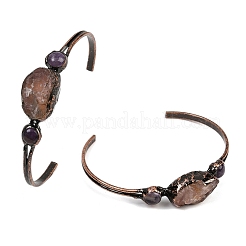 Bracelets manchettes en quartz rose naturel et améthyste&nbsp;G-B149-16R-06