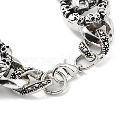 Bracelets de chaîne à maillons de crâne en alliage rétro pour femmes et hommes&nbsp;BJEW-L684-007AS