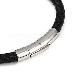 Lederarmband aus geflochtener Kordel mit Verschluss aus 304er Edelstahl für Männer und Frauen&nbsp;BJEW-C021-15