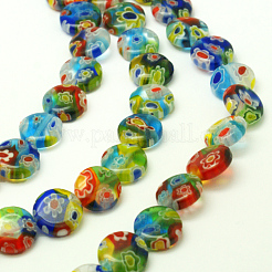 Millefiori Glas flache runde Perle Stränge&nbsp;X-LK-P008-06