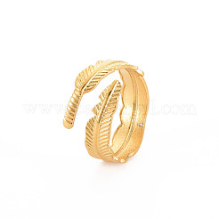 Bague ouverte en acier inoxydable 304 avec placage ionique (IP) pour femme&nbsp;RJEW-S405-196G