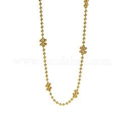 Collar de cadena de bolas con eslabones de flores de acero inoxidable 304 para mujer&nbsp;FS-WG0014C-01
