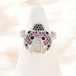 Anillos de brazalete de circonita cúbica de colores micro pavé de latón&nbsp;RJEW-P155-03P