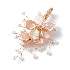 Spilla di perle keshi naturali con corpetto da sposa&nbsp;JEWB-BR00061-02