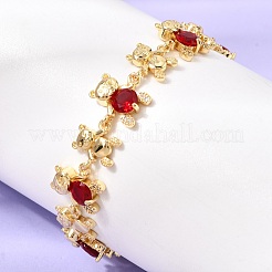 Bracelets à maillons en laiton micro pavé de zircones cubiques pour femmes&nbsp;BJEW-D457-01G