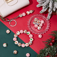 30 Stück 3 Stile rund mit Weihnachtsmotivmuster Silikon Fokalperlen&nbsp;SIL-SC0002-97C