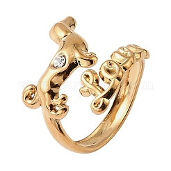 Bagues ouvertes manchette en acier inoxydable 304 et strass.&nbsp;RB-G001-03G-02