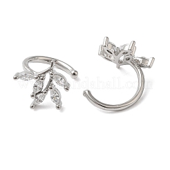 Orecchini da donna con polsino in ottone con micro pavé di zirconi trasparenti&nbsp;EJEW-B057-01P