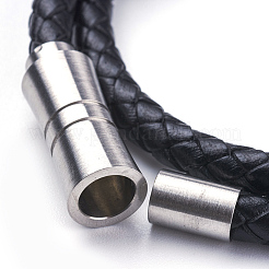 Zwei Schleifen geflochtene Lederkordel Wickelarmbänder&nbsp;BJEW-F291-17P