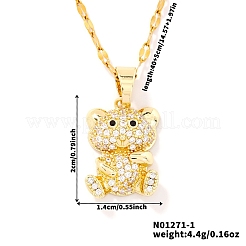 Cartoon-Bär Messing Micro Pave klare Zirkonia Anhänger Halsketten für Frauen&nbsp;KV9357-1