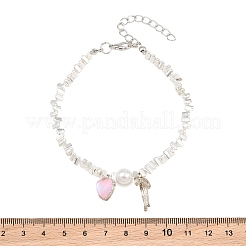 Armbänder mit Herz-Schleifen-Anhänger in Pink aus Acryllegierung für Damen&nbsp;AL-CBA3C8B-09S