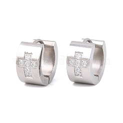 Orecchini a cerchio in acciaio inossidabile 304 con micro pavé di zirconi cubici trasparenti&nbsp;EJEW-G457-03P