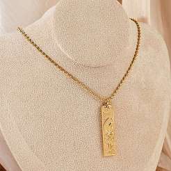 Colliers avec pendentifs rectangulaires en acier inoxydable 304 et zircone cubique transparente pour femmes et hommes&nbsp;NJEW-S435-01G-F