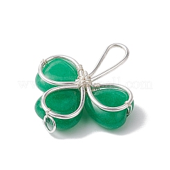 Pendentifs en trèfle en jade naturel malaisien teint&nbsp;PALLOY-JF02785-04