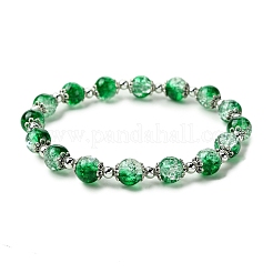 Braccialetti elastici con perline di vetro craquelé rotonde&nbsp;BJEW-JB11456-03