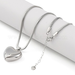 Collane a catena piatta con ciondolo a forma di cuore in acciaio inossidabile 304 per donna&nbsp;NJEW-U012-01P