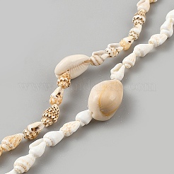 Lange Halsketten aus natürlichen Muschelperlen für Damen&nbsp;NJEW-WH0002-216
