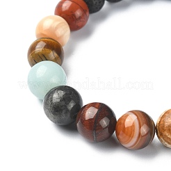 Rundes Stretch-Armband mit natürlichen Muscheln und gemischten Edelsteinen&nbsp;BJEW-JB09359