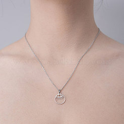 Collana pendente a forma di occhio cavo in acciaio inossidabile 201 anti-ossidazione&nbsp;NJEW-OY001-43