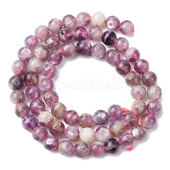 Fili di perle di pietra mica naturale di lepidolite / viola&nbsp;X-G-B133-A01-6MM