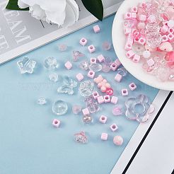 150 Stück zufällige rosafarbene Acrylperlen tragen pastellfarbene Abstandsperlen Schmetterling lose Perlen für die Herstellung von Schmuck&nbsp;JX543C